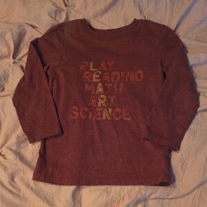 Cat & Jack Burgundy Long Sleeve Tee with Colorful Text